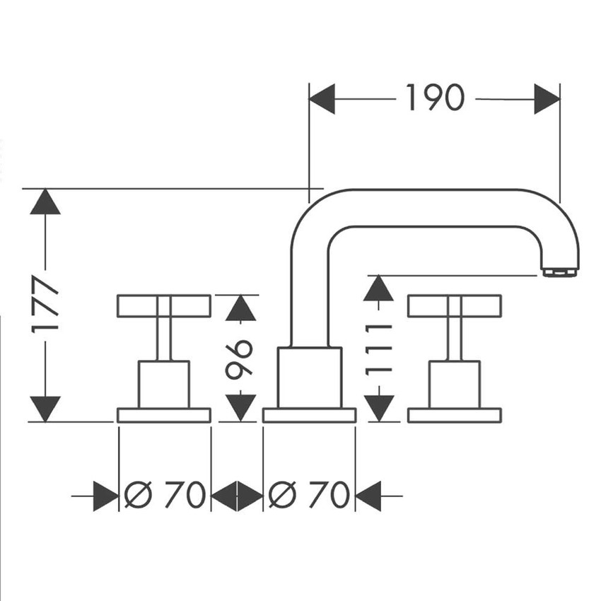 Immagine di Axor CITTERIO rubinetteria 3 fori, per bordo vasca, con maniglie a croce, finitura cromo 39436000
