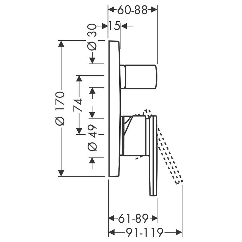 Immagine di Axor CITTERIO set esterno miscelatore vasca/doccia incasso finitura cromo 39455000