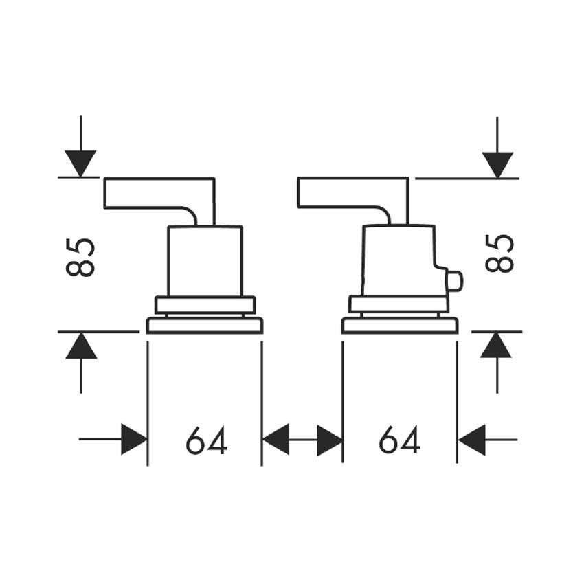 Immagine di Axor CITTERIO miscelatore termostatico 2 fori, per bordo vasca, maniglie a leva, finitura cromo 39482000