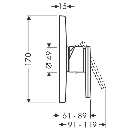 Immagine di Axor CITTERIO miscelatore monocomando doccia, ad incasso, con maniglia a leva, finitura cromo 39655000