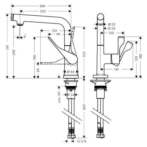 Immagine di Axor CITTERIO miscelatore monocomando cucina, Select 230, con bocca d'erogazione orientabile, finitura cromo 39860000