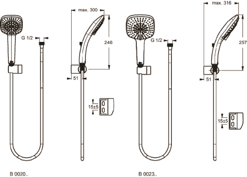 Immagine di Ideal Standard IDEALRAIN minikit doccia XL3 Cube, doccetta di dimensione 13 x 13 cm a 3 funzioni, cromo B0023AA