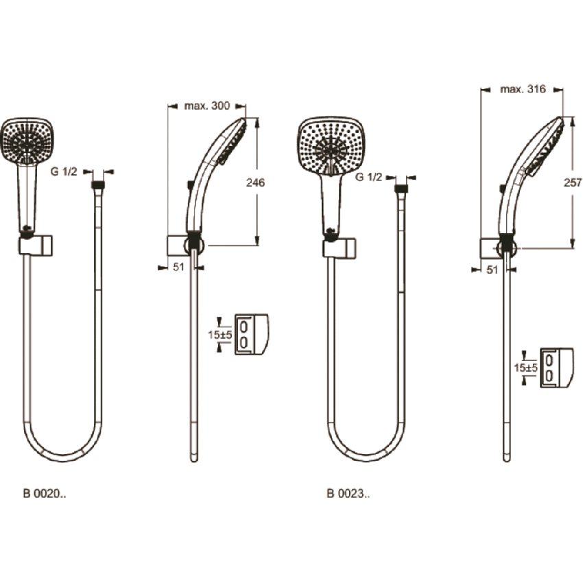 Immagine di Ideal Standard IDEALRAIN minikit doccia XL3 Cube, doccetta di dimensione 13 x 13 cm a 3 funzioni, cromo B0023AA