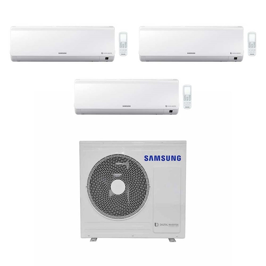 Immagine di Samsung NEW STYLE PLUS R32 Climatizzatore trial split inverter, bianco | unità esterna 6.8 kW unità interne 9000+9000+9000 BTU AJ068RCJ3EG/EU+3xAR09NXFHBWKNEU