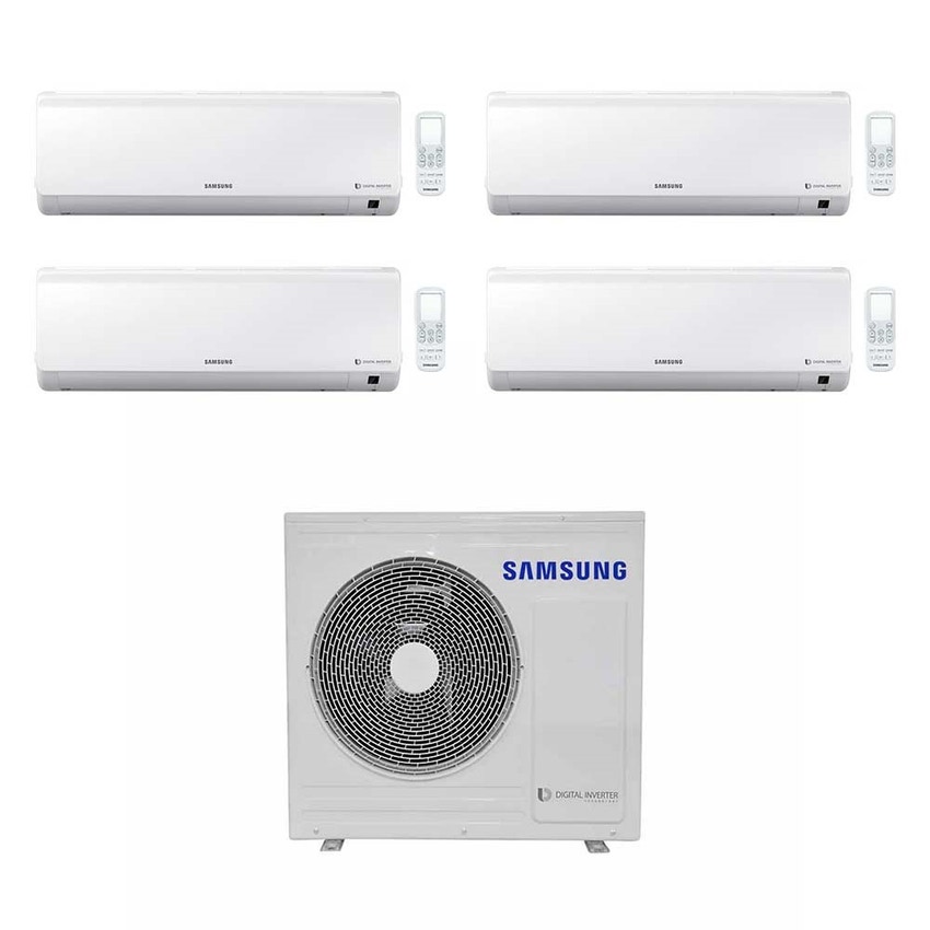 Immagine di Samsung NEW STYLE PLUS R32 Climatizzatore quadri split inverter, bianco | unità esterna 8 kW unità interne 7000+7000+9000+18000 BTU AJ080RCJ4EG/EU+2xAR07NXFHBWKNEU+AR09NXFHBWKNEU+18
