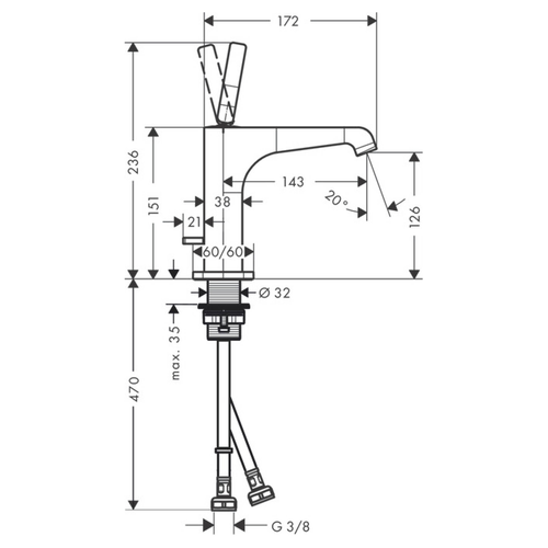 Immagine di Axor CITTERIO E miscelatore monocomando lavabo 130, con saltarello, finitura cromo 36100000