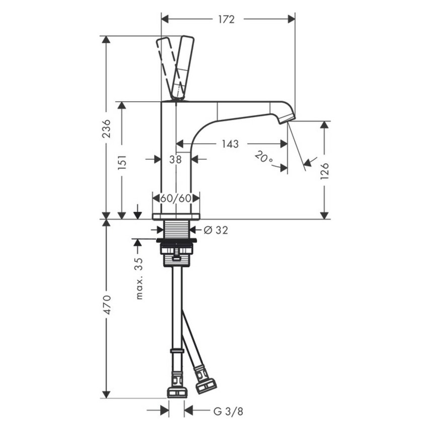 Immagine di Axor CITTERIO E miscelatore monocomando lavabo 130, senza saltarello, finitura cromo 36101000