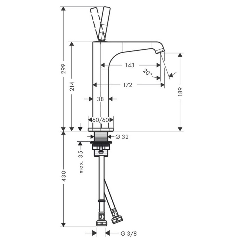 Immagine di Axor CITTERIO E miscelatore monocomando catino 190, senza saltarello, finitura cromo 36103000
