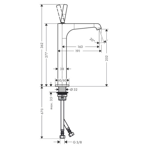 Immagine di Axor CITTERIO E miscelatore monocomando catino 250, senza saltarello, finitura cromo 36104000