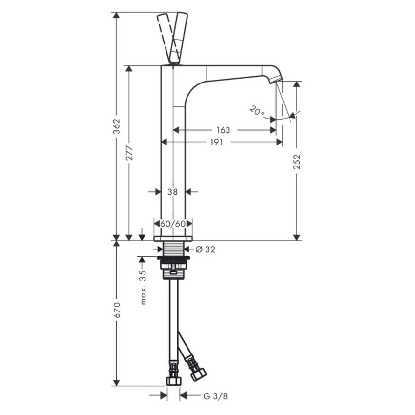 Immagine di Axor CITTERIO E miscelatore monocomando catino 250, senza saltarello, finitura cromo 36104000