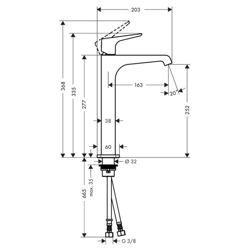 Immagine di Axor CITTERIO E miscelatore monocomando lavabo 250, con maniglia a leva e set di scarico, finitura cromo 36113000