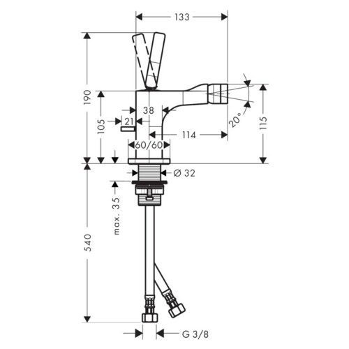 Immagine di Axor CITTERIO E miscelatore monocomando bidet con maniglia a leva, scarico e saltarello, finitura cromo 36120000