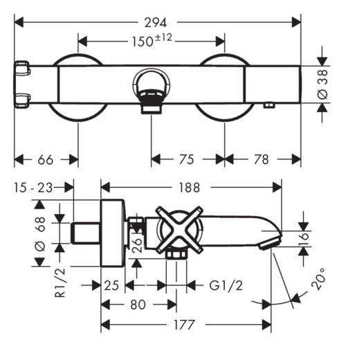 Immagine di Axor CITTERIO E termostatico vasca esterno, finitura cromo 36140000