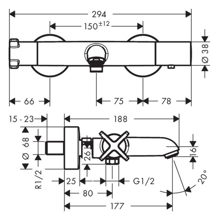 Immagine di Axor CITTERIO E termostatico vasca esterno, finitura cromo 36140000