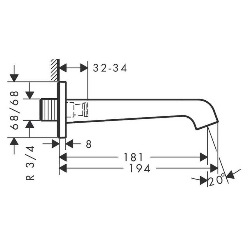 Immagine di Axor CITTERIO E bocca di erogazione 18 cm, finitura cromo 36425000