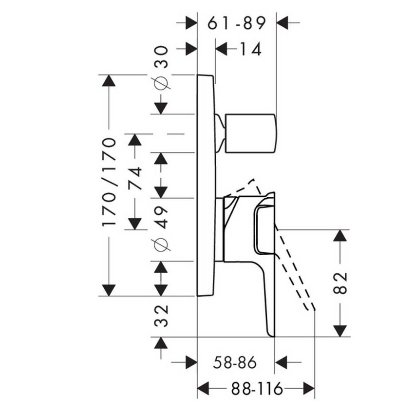 Immagine di Axor CITTERIO E miscelatore monocomando vasca ad incasso, finitura cromo 36455000
