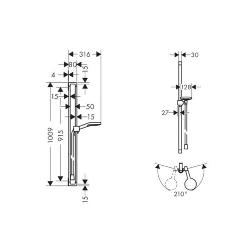 Immagine di Axor CITTERIO E set doccia 0.90 m, con doccetta 120, da 3 getti, finitura cromo 36735000
