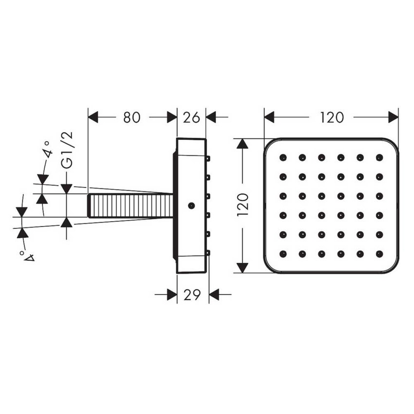 Immagine di Axor CITTERIO E modulo doccia 120/120, ad incasso, softcube, finitura cromo 36822000