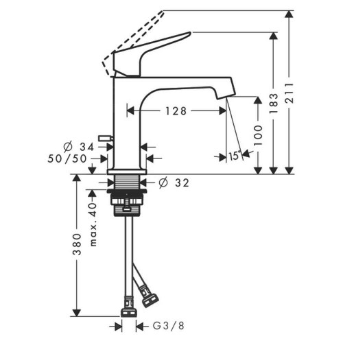 Immagine di Axor CITTERIO M miscelatore monocomando lavabo 100, con set di scarico pop-up, finitura cromo 34010000