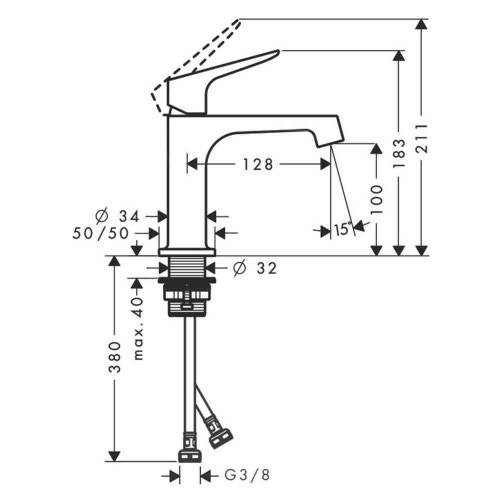 Immagine di Axor CITTERIO M miscelatore monocomando lavabo 100, senza scarico, finitura cromo 34017000