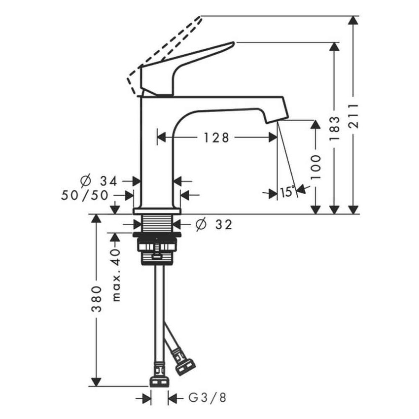 Immagine di Axor CITTERIO M miscelatore monocomando lavabo 100, senza scarico, finitura cromo 34017000