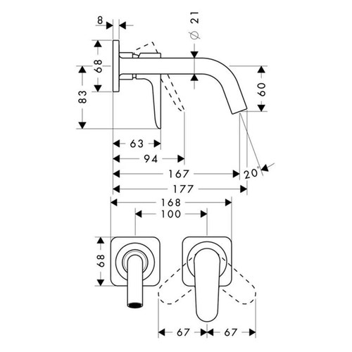 Immagine di Axor CITTERIO M miscelatore monocomando, ad incasso a parete, con bocca di erogazione 16,7 cm, finitura cromo 34113000