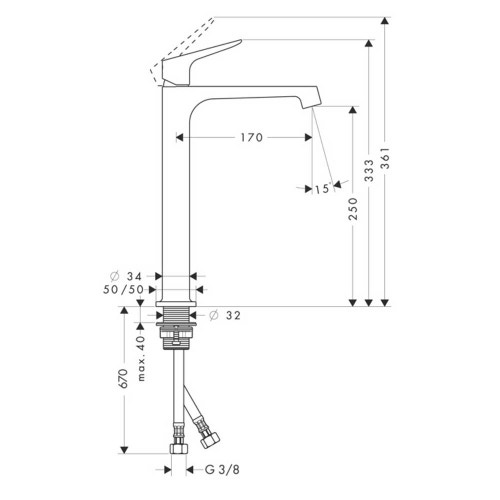 Immagine di Axor CITTERIO M miscelatore monocomando lavabo 250, senza scarico, finitura cromo 34127000