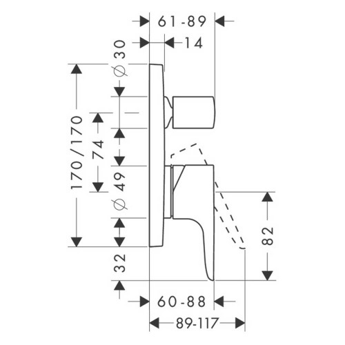 Immagine di Axor CITTERIO M miscelatore monocomando vasca/doccia, ad incasso, finitura cromo 34425000