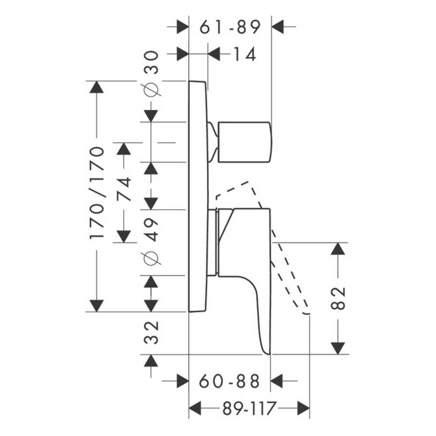 Immagine di Axor CITTERIO M miscelatore monocomando vasca/doccia, ad incasso, finitura cromo 34425000
