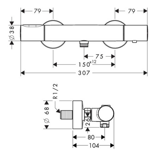 Immagine di Axor CITTERIO M miscelatore termostatico doccia, esterno, finitura cromo 34635000