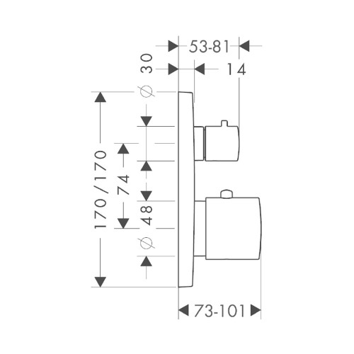 Immagine di Axor CITTERIO M set esterno termostatico, ad incasso, con arresto, finitura cromo 34705000