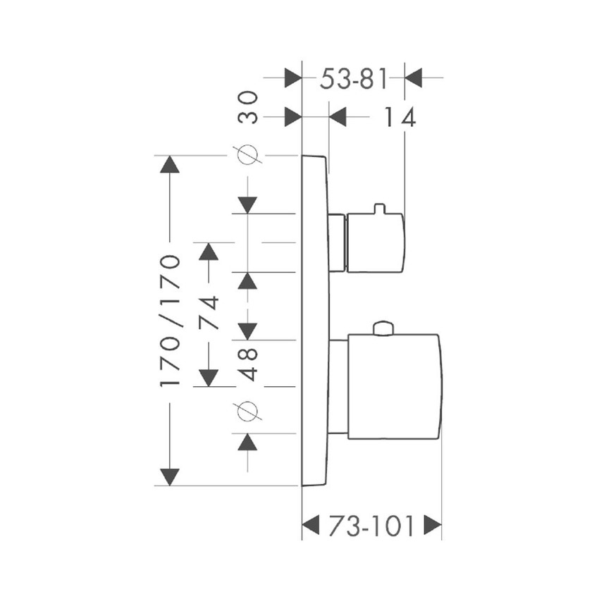 Immagine di Axor CITTERIO M set esterno termostatico, ad incasso, con arresto, finitura cromo 34705000