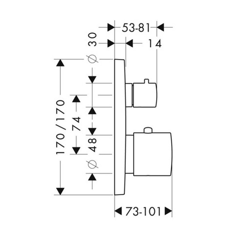 Immagine di Axor CITTERIO M set esterno termostatico, ad incasso, con arresto e deviatore, finitura cromo 34725000