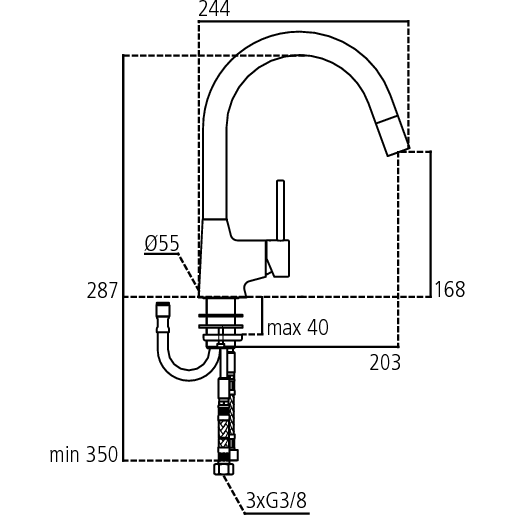 Immagine di Ideal Standard NORA miscelatore monocomando da appoggio su lavello, bocca di erogazione orientabile a 120°, acciaio inossidabile spazzolato B9330GN