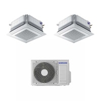 Immagine di Samsung Cassetta 4 vie Mini WindFree R32 Climatizzatore dual split inverter | unità esterna 5 kW unità interne 5000+5000 BTU AJ050NCJ2EG/EU+2xAJ016RBNDEG/EU