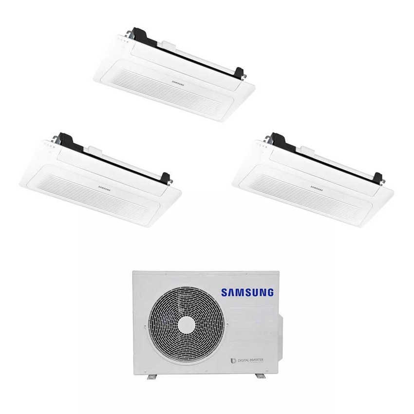 Immagine di Samsung Cassetta 1 via WindFree R32 Climatizzatore trial split inverter | unità esterna 5.2 kW unità interne 9000+9000+9000 BTU AJ052RCJ3EG/EU+3xAJ026RB1DEG/EU