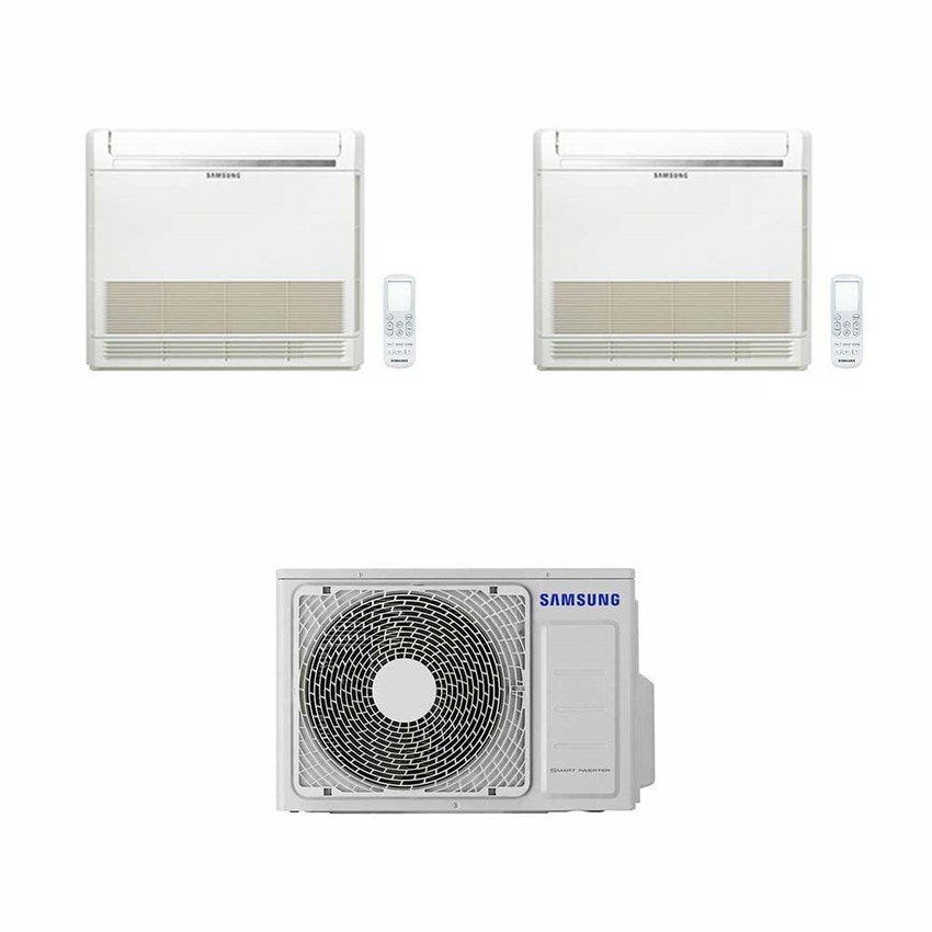 Immagine di Samsung Console R32 Climatizzatore dual split inverter | unità esterna 4 kW unità interne 9000+9000 BTU AJ040NCJ2EG/EU+2xAJ026RBJDEG/EU