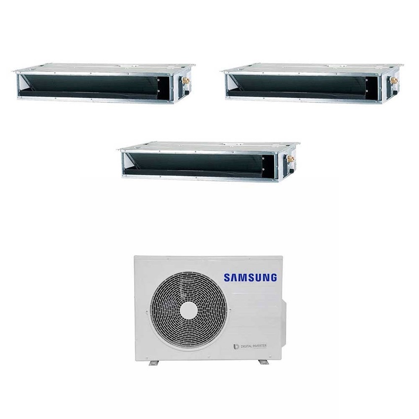 Immagine di Samsung Canalizzabile SLIM/MSP R32 Climatizzatore trial split inverter | unità esterna 5.2 kW unità interne 9000+9000+9000 BTU AJ052RCJ3EG/EU+3xAJ026RBLDEG/EU