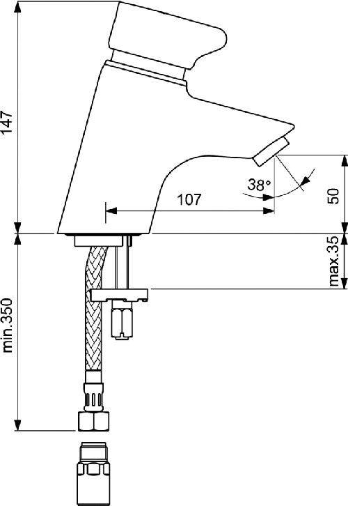 Immagine di Ceramica Dolomite FORUM miscelatore monocomando temporizzato per lavabo, bocca di erogazione fissa, cromo B8286AA