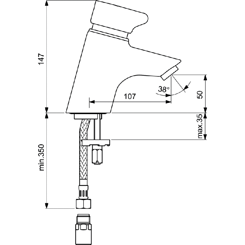 Immagine di Ceramica Dolomite FORUM miscelatore monocomando temporizzato per lavabo, bocca di erogazione fissa, cromo B8286AA