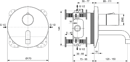 Immagine di Ideal Standard CERAPLUS miscelatore monocomando elettronico da incasso per lavabo, funzionamento a sensore e alimentazione a batteria, bocca di erogazione 15 cm, finitura cromo A6147AA