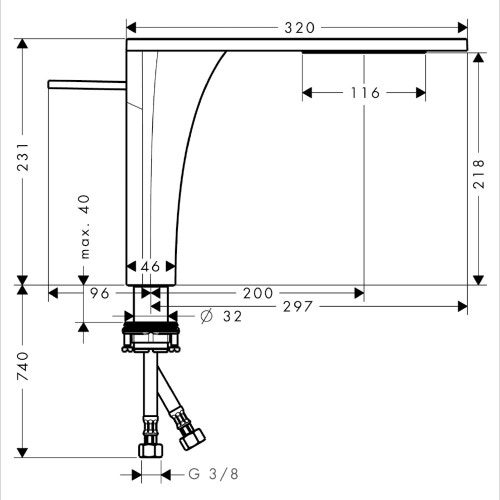 Immagine di Axor MASSAUD miscelatore monocomando 220 catino, senza saltarello, finitura cromo 18020000