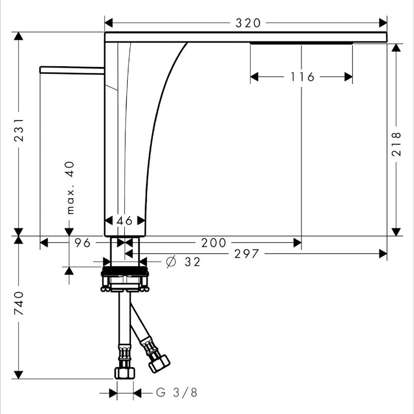 Immagine di Axor MASSAUD miscelatore monocomando 220 catino, senza saltarello, finitura cromo 18020000