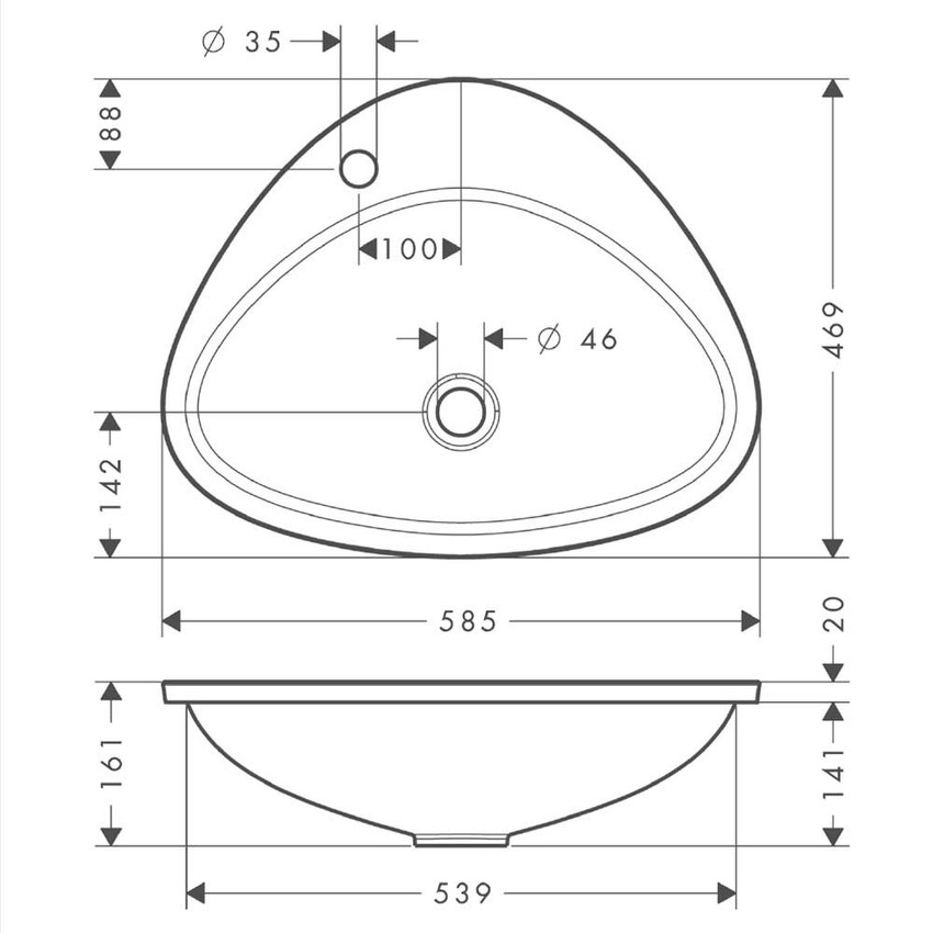 Immagine di Axor MASSAUD catino ad incasso monoforo finitura bianco 42310000