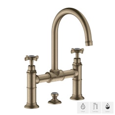 Immagine di Axor MONTREUX miscelatore lavabo 2 maniglie 220, con maniglie a croce e set di scarico pop-up, finitura nichel spazzolato 16510820