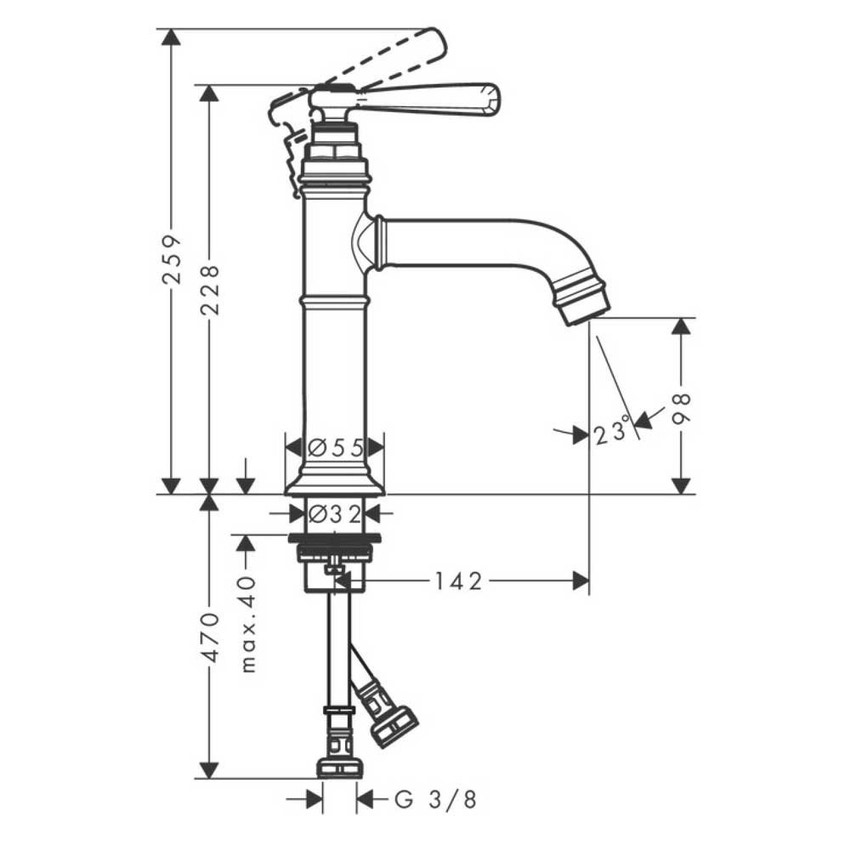 Immagine di Axor MONTREUX miscelatore monocomando lavabo con maniglia a leva 100 senza scarico e saltarello, finitura cromo 16516000