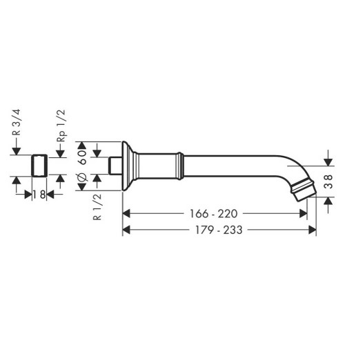 Immagine di Axor MONTREUX bocca di erogazione, finitura cromo 16541000