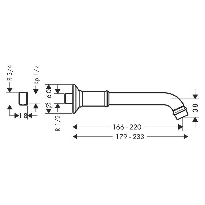 Immagine di Axor MONTREUX bocca di erogazione, finitura cromo 16541000