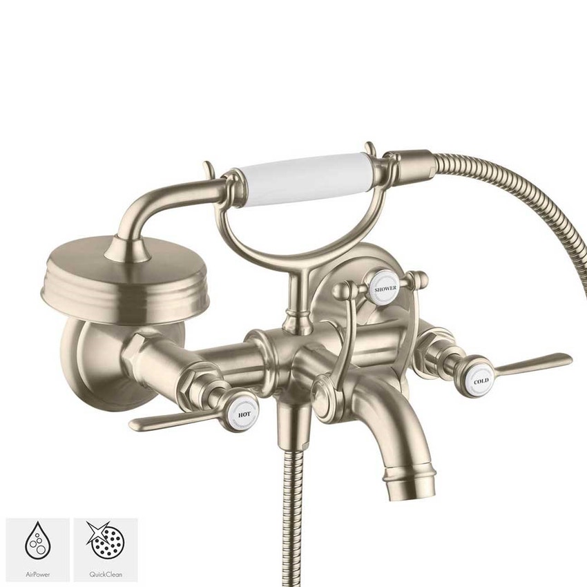 Immagine di Axor MONTREUX rubinetteria 2 maniglie a leva per vasca esterno finitura nichel spazzolato 16551820