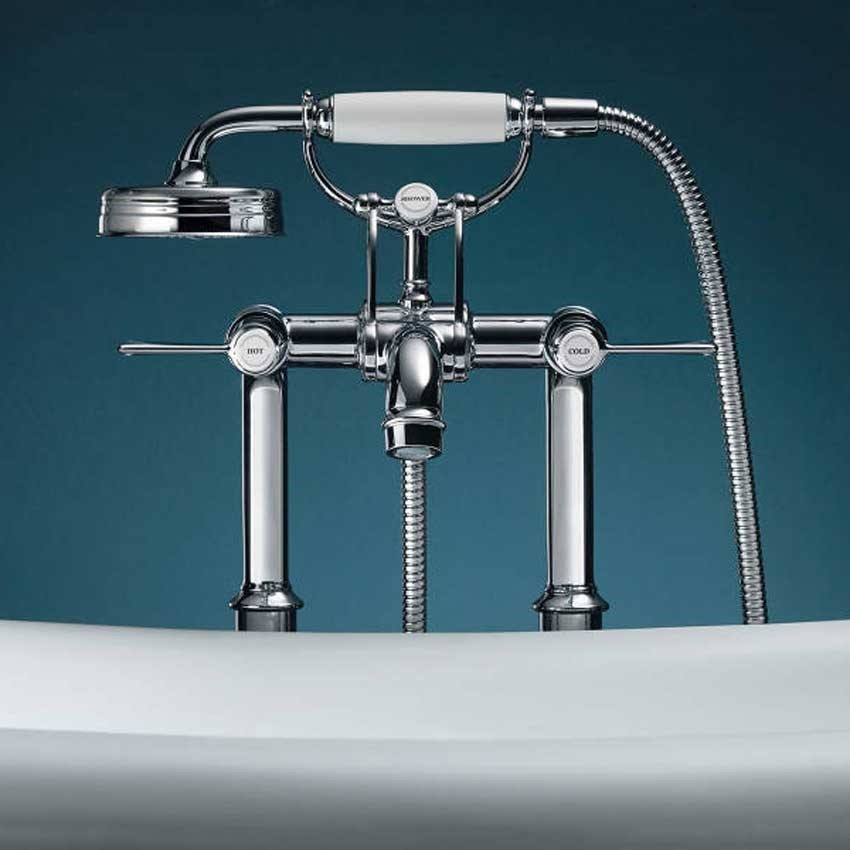Immagine di Axor MONTREUX set esterno rubinetteria 2 maniglie a leva per vasca a pavimento finitura cromo 16553000